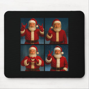 Funny Santa Claus Heart And Peace Sign Retro Chris Mouse Mat
