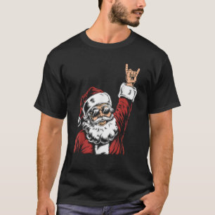 Funny Santa Claus Heavy Metal Rock On Humorous Chr T-Shirt