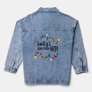 Funny Santa Claus Helper Xmas String Lights Denim Jacket