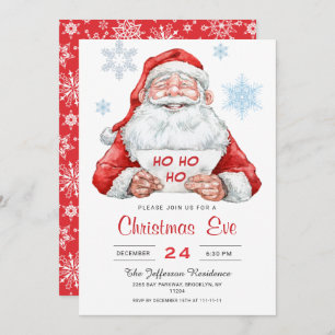 Funny Santa Claus Ho Ho Ho Holiday Christmas Eve Invitation