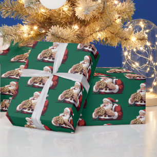 Funny Santa Claus Holding Holiday Cookies  Wrapping Paper