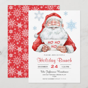 Funny Santa Claus Holiday Brunch Christmas Party Invitation