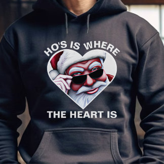 Funny Santa Claus Ho's Is Where the Heart Is Joke Hoodie