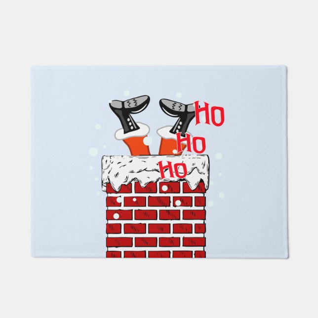 Funny Santa Claus in chimney Doormat (Front)
