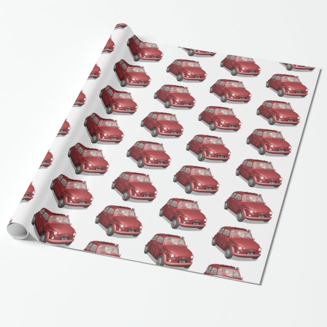 Funny Santa Claus In Fiat 500 Wrapping Paper (Unrolled)