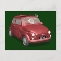 Funny Santa Claus In Red Fiat 500