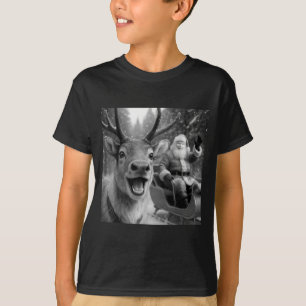 Funny Santa Claus In Sleigh With Reindeer Christma T-Shirt