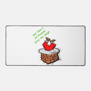 Funny Santa Claus Joke Stuck Chimney Xmas Holiday Desk Mat