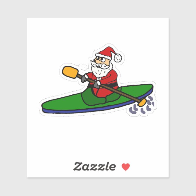 Funny Santa Claus Kayaking Christmas Cartoon (Sheet)