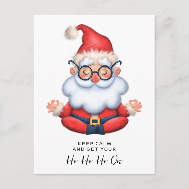 Funny Santa Claus Meditate Keep Calm  Postcard (Front)
