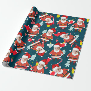 Funny Santa Claus Merry Christmas Custom Face Wrapping Paper