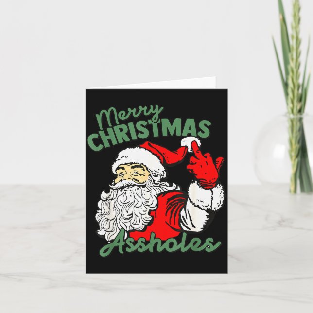 Funny Santa Claus Merry Christmas Holes  Card (Front)