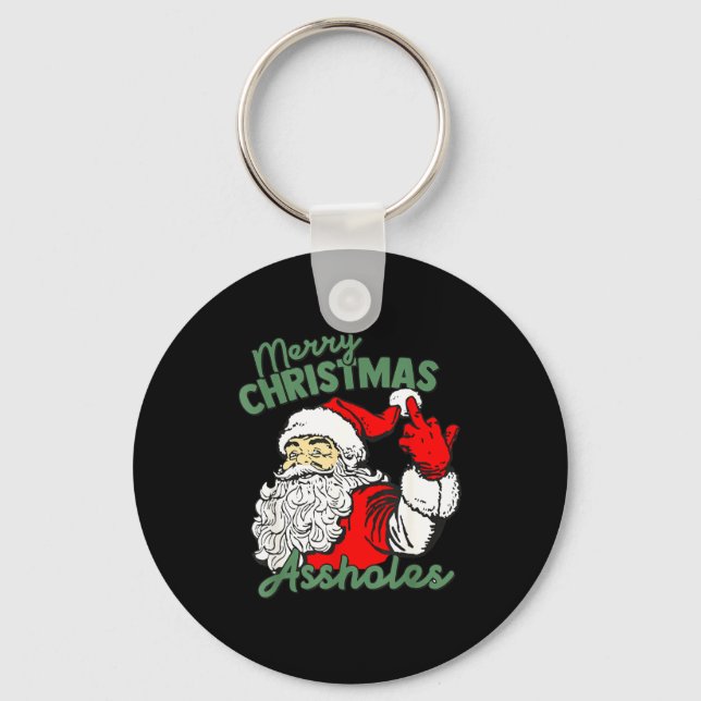 Funny Santa Claus Merry Christmas Holes  Key Ring (Front)