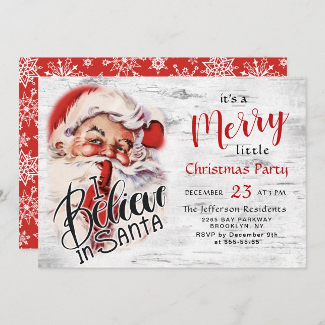 Funny Santa Claus Merry Christmas Little Party Invitation (Front/Back)