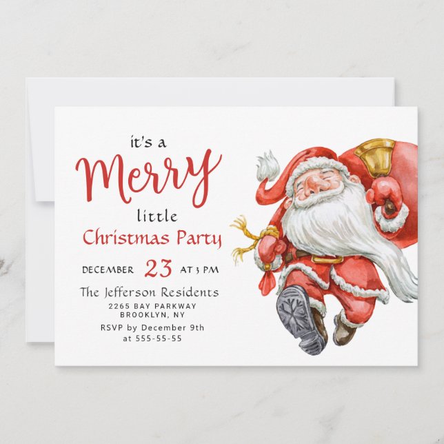 Funny Santa Claus Merry Christmas Little Party Invitation (Front)