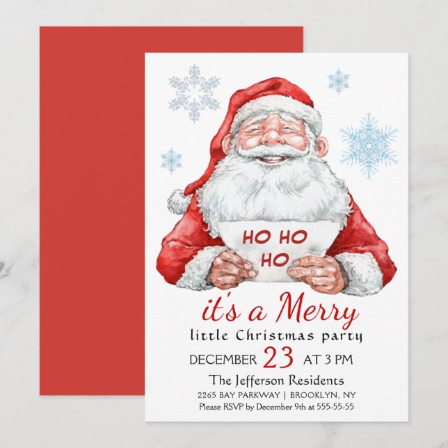 Funny Santa Claus Merry Christmas Little Party Invitation (Front/Back)
