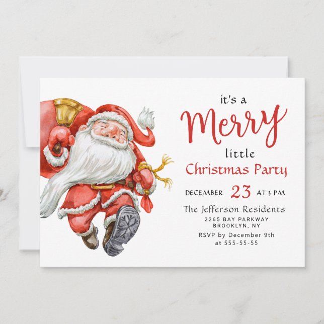 Funny Santa Claus Merry Christmas Little Party Invitation (Front)