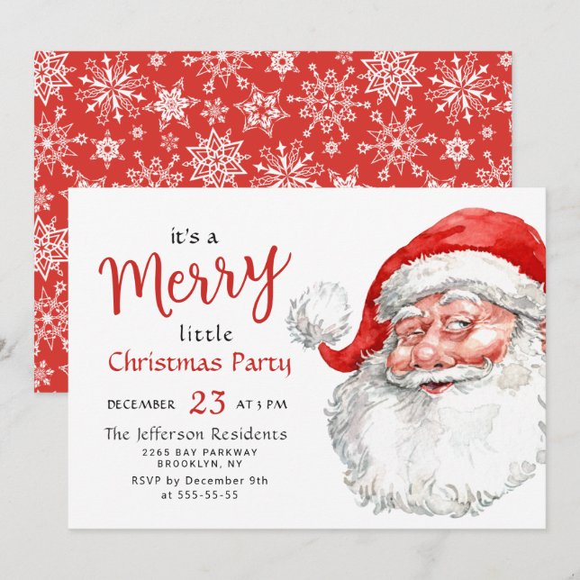 Funny Santa Claus Merry Christmas Little Party Invitation (Front/Back)