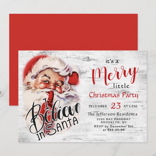 Funny Santa Claus Merry Christmas Little Party Invitation (Front/Back)