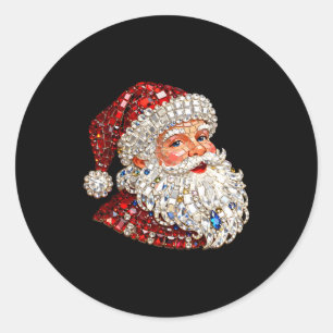 Funny Santa Claus Merry Christmas Xmas Family Holi Classic Round Sticker