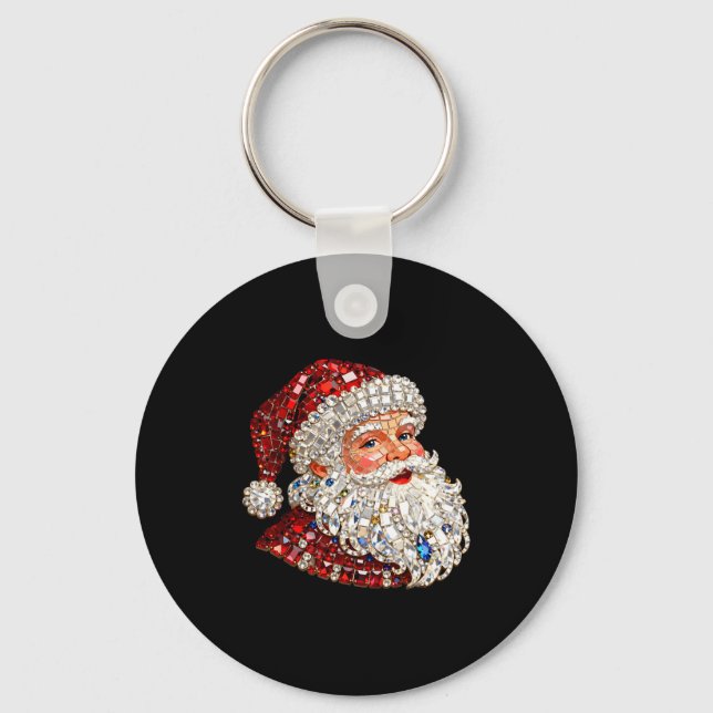 Funny Santa Claus Merry Christmas Xmas Family Holi Key Ring (Front)