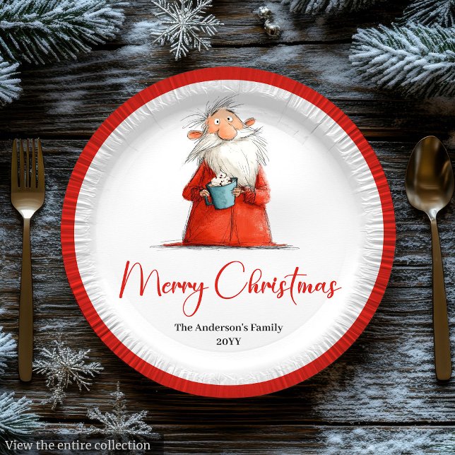Funny Santa Claus Minimalist Holiday Tableware  Paper Plate (Funny Santa Claus Minimalist Holiday Tableware Design

)