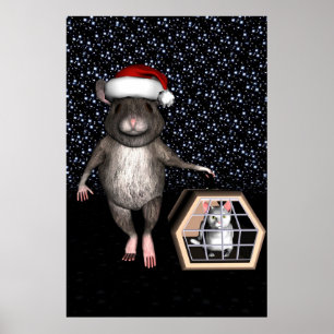 Funny Santa Claus Mouse Poster