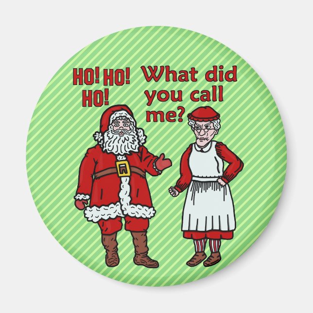 Funny Santa Claus & Mrs Christmas Magnet (Front)