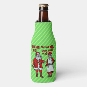 Funny Santa Claus & Mrs Chrstmas Holiday Joke Bottle Cooler
