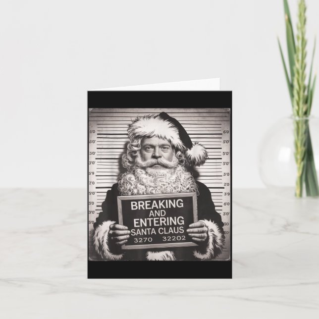Funny Santa Claus Mugshot Christmas – Santa Xmas  Card (Front)