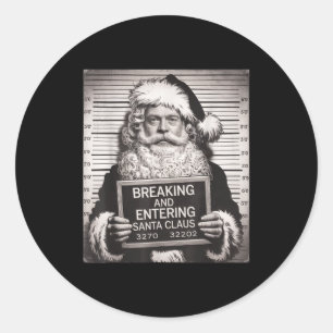 Funny Santa Claus Mugshot Christmas – Santa Xmas Classic Round Sticker