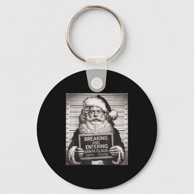 Funny Santa Claus Mugshot Christmas – Santa Xmas  Key Ring (Front)