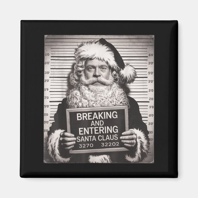 Funny Santa Claus Mugshot Christmas – Santa Xmas  Magnet (Front)