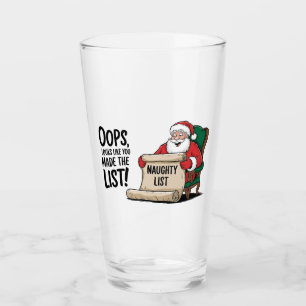 Funny Santa Claus Naughty List Christmas Design Glass