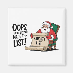 Funny Santa Claus Naughty List Christmas Design  Magnet