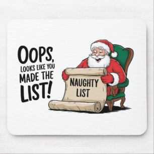 Funny Santa Claus Naughty List Christmas Design Mouse Mat