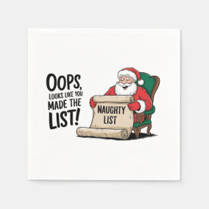 Funny Santa Claus Naughty List Christmas Design Napkin