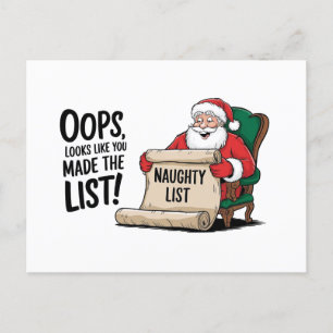 Funny Santa Claus Naughty List Christmas Design Postcard