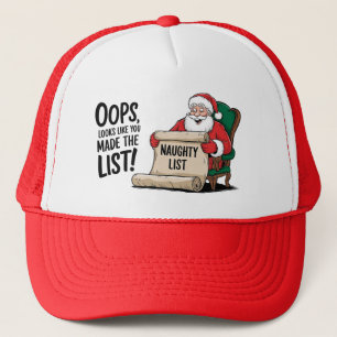 Funny Santa Claus Naughty List Christmas Design Trucker Hat