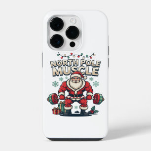Funny Santa Claus North Pole Muscle Christmas Gym iPhone 14 Pro Case
