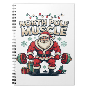 Funny Santa Claus North Pole Muscle Christmas Gym Notebook