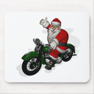 Funny Santa Claus On Green Vintage Motorbike Mouse Mat