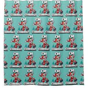 Funny Santa Claus Pattern Humourous Christmas Shower Curtain