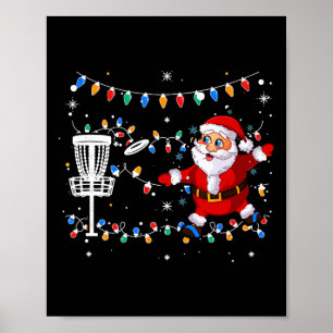 Funny Santa Claus Playing Disc Golf Ugly Christmas Poster