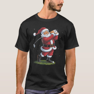 Funny Santa Claus Playing Golf Christmas Lights Xm T-Shirt