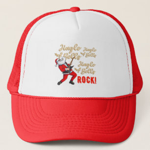 Funny Santa Claus Playing Guitar Christmas Trucker Hat