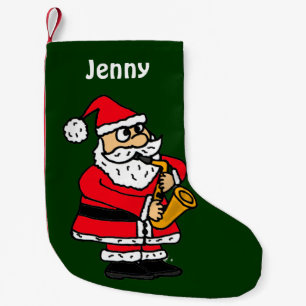 Funny Santa Claus Playing Saxophone Small Christmas Stocking