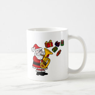 Funny Santa Claus Playing Tuba Christmas Art Coffee Mug