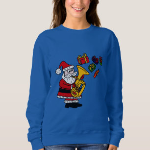 Funny Santa Claus Playing Tuba Christmas Art Sweatshirt