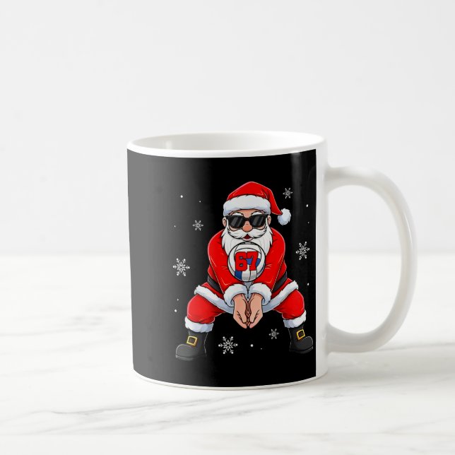 Funny Santa Claus Playing Volleyball Six Seven Chr Coffee Mug (Right)
